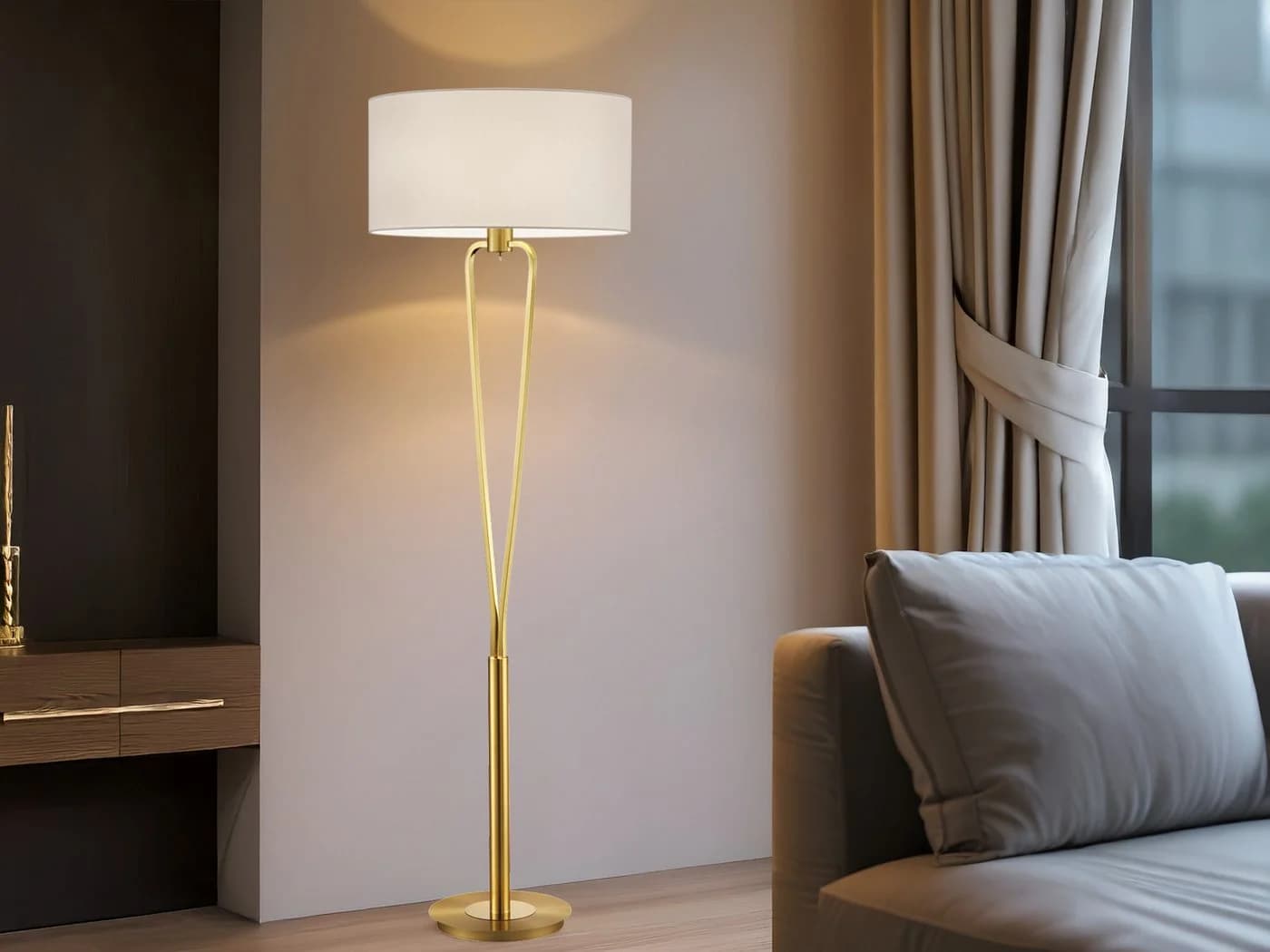 TRIO Leuchten LED Stehlampe Weiß Messing Matt - Bild 5