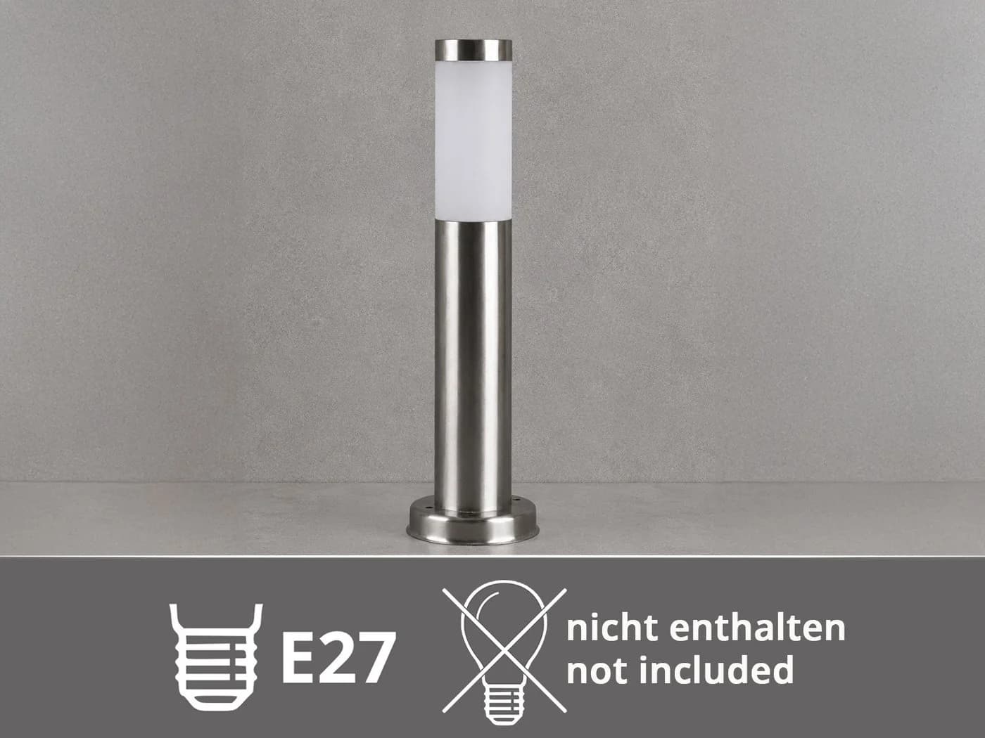 meineWunschleuchte Sockelleuchte E27 Edelstahl Silber Außen - Bild 5