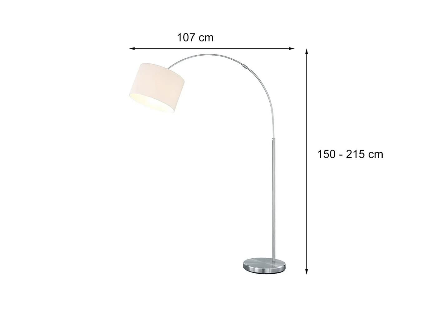 TRIO Leuchten LED Bogenlampe höhenverstellbar Weiß/Silber Dimmbar - Bild 4