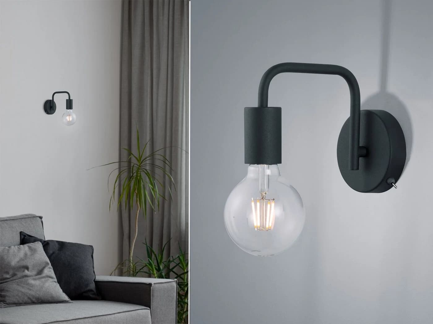 TRIO Leuchten LED Wandleuchte Schwarz Industrial mit Schalter