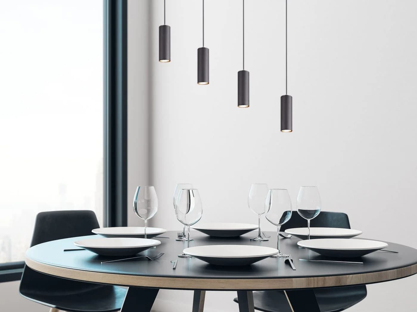 TRIO Leuchten LED Pendelleuchte Schwarz Matt Dimmbar