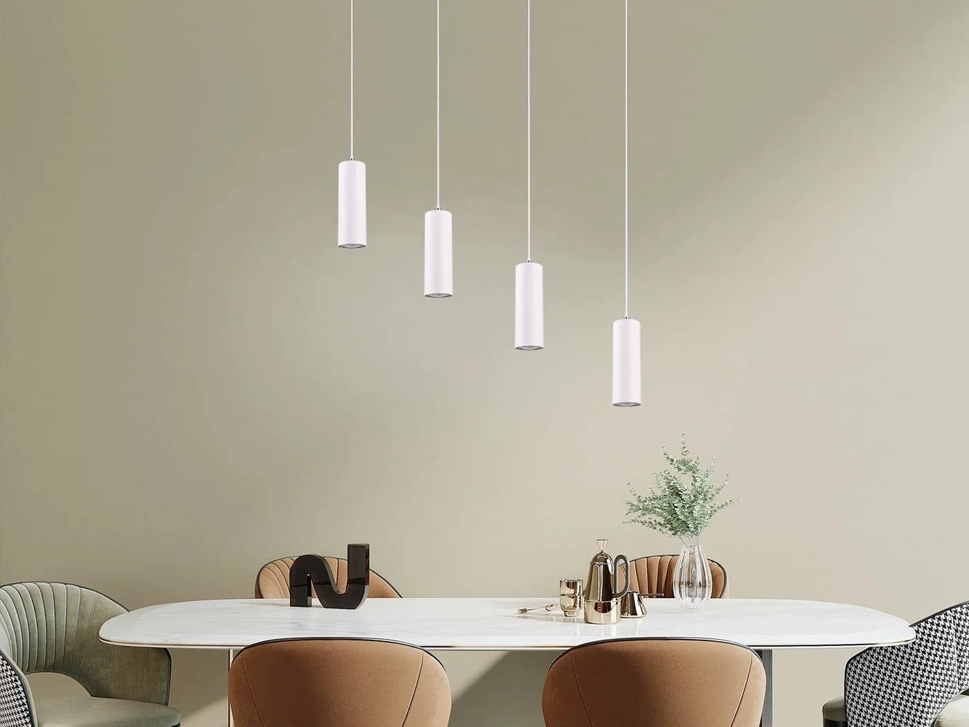 TRIO Leuchten LED Pendelleuchte Weiß Dimmbar 4-flammig