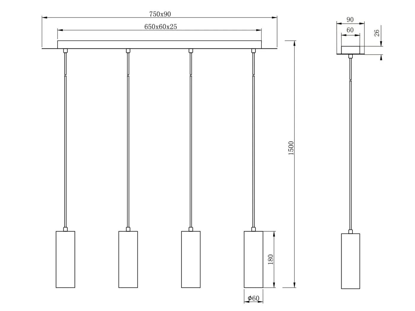 TRIO Leuchten LED Pendelleuchte Weiß Dimmbar 4-flammig - Bild 5