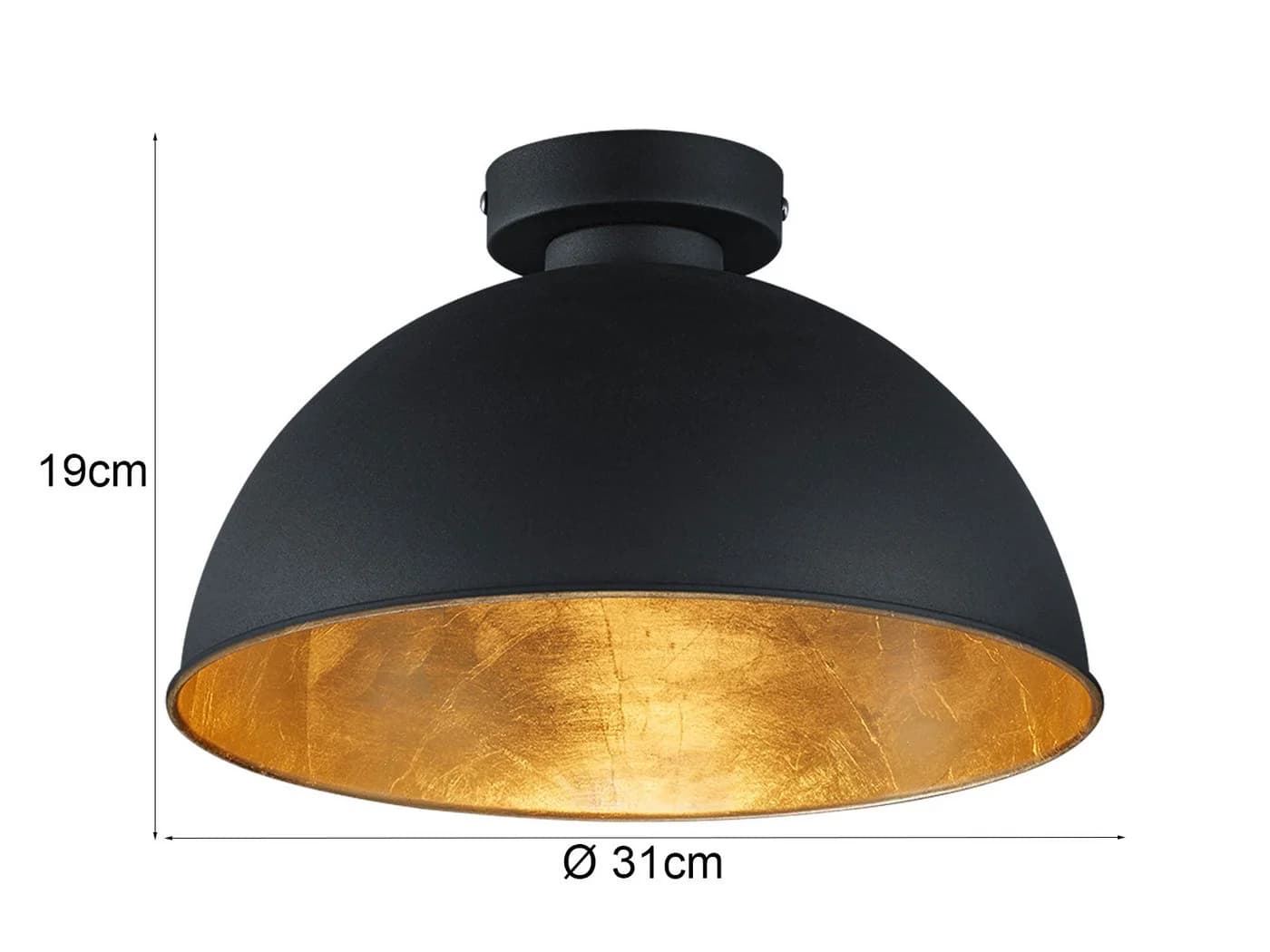 Reality Leuchten LED Deckenleuchte Industrial Schwarz Gold Ø 31cm - Bild 4