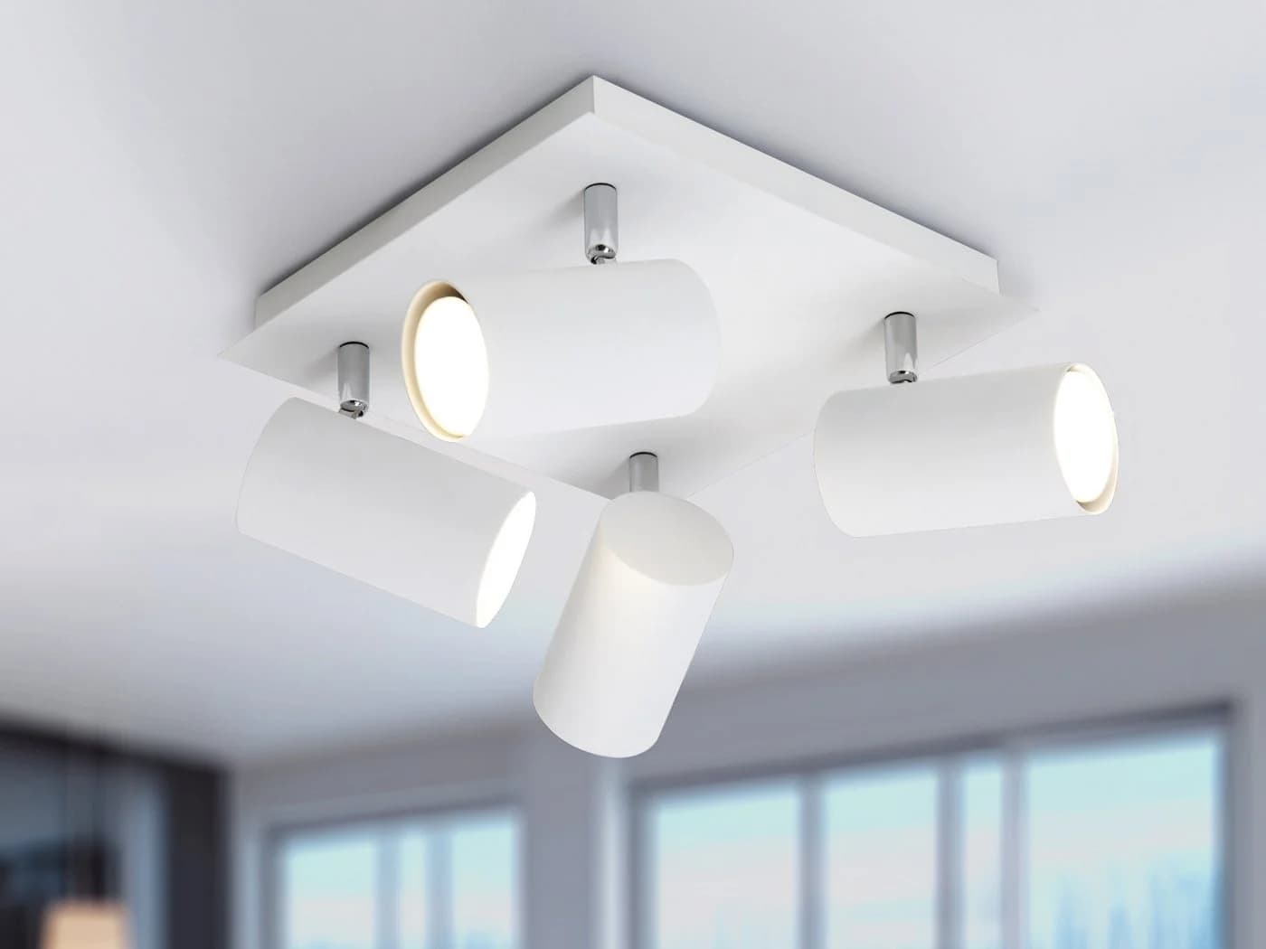TRIO Leuchten LED Deckenstrahler Weiß Dimmbar Schwenkbar 4-flammig