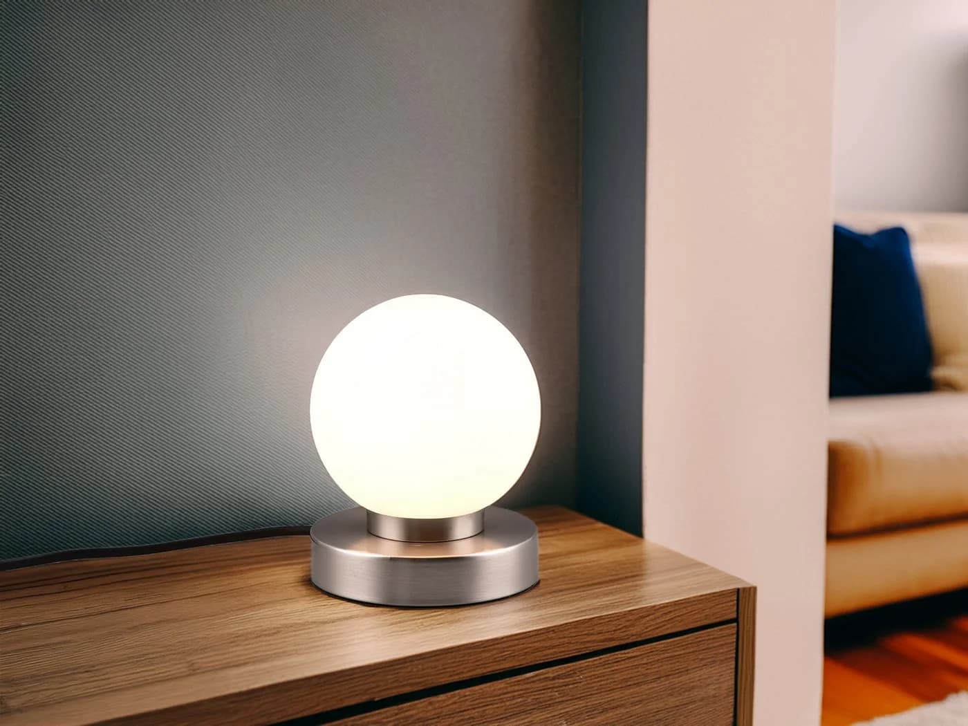 Reality Leuchten LED Nachttischlampe Touch Dimmbar Weiß Silber - Bild 5
