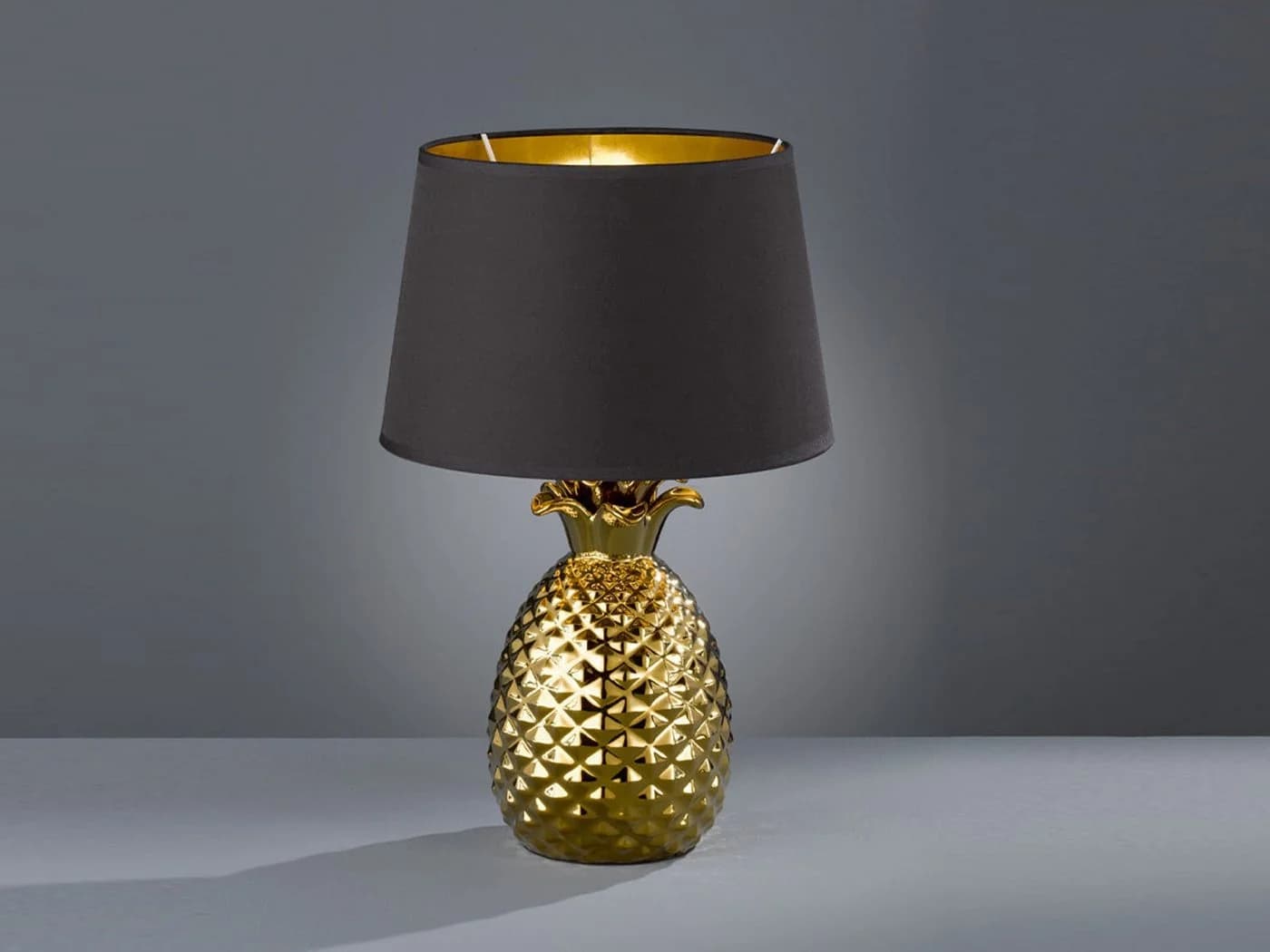 Reality Leuchten LED Tischleuchte Schwarz Gold Ananas-Design - Bild 3