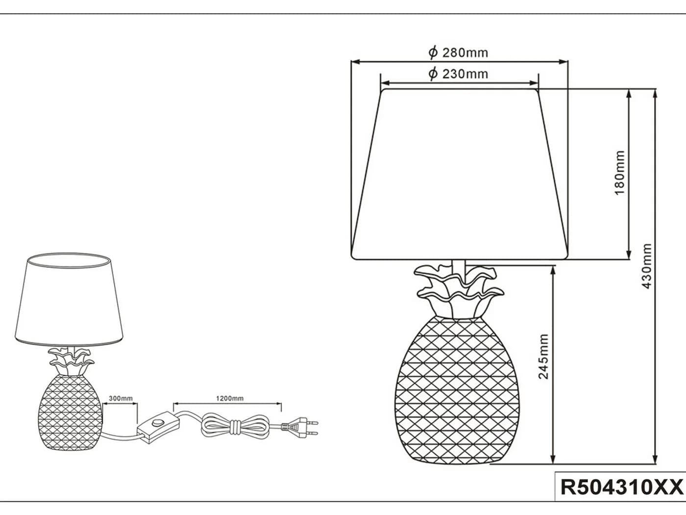 Reality Leuchten LED Tischleuchte Schwarz Gold Ananas-Design - Bild 5