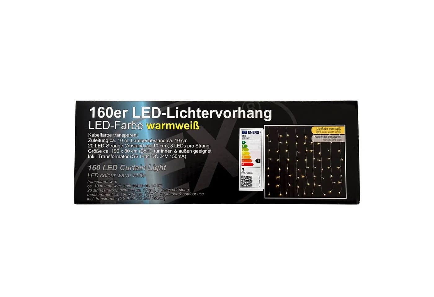 Mojawo Lichtervorhang 160er LED-Lichtervorhang Innen und Außen Warmweiß - Bild 4