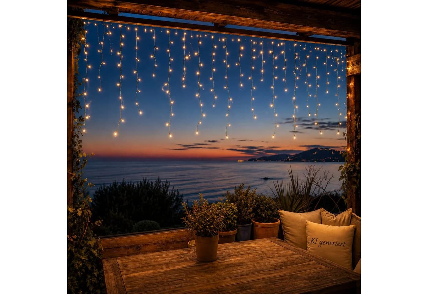 Mojawo Lichtervorhang 160er LED Lichterkette Warmweiß