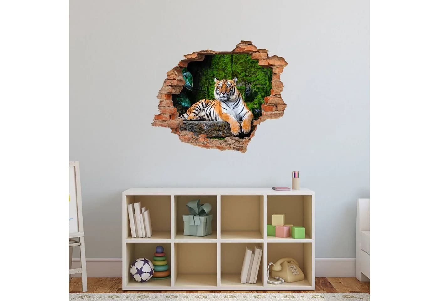 WallSpirit Wandtattoo Wanddurchbruch Tiger Selbstklebend Rückstandslos Abziehbar - Bild 4