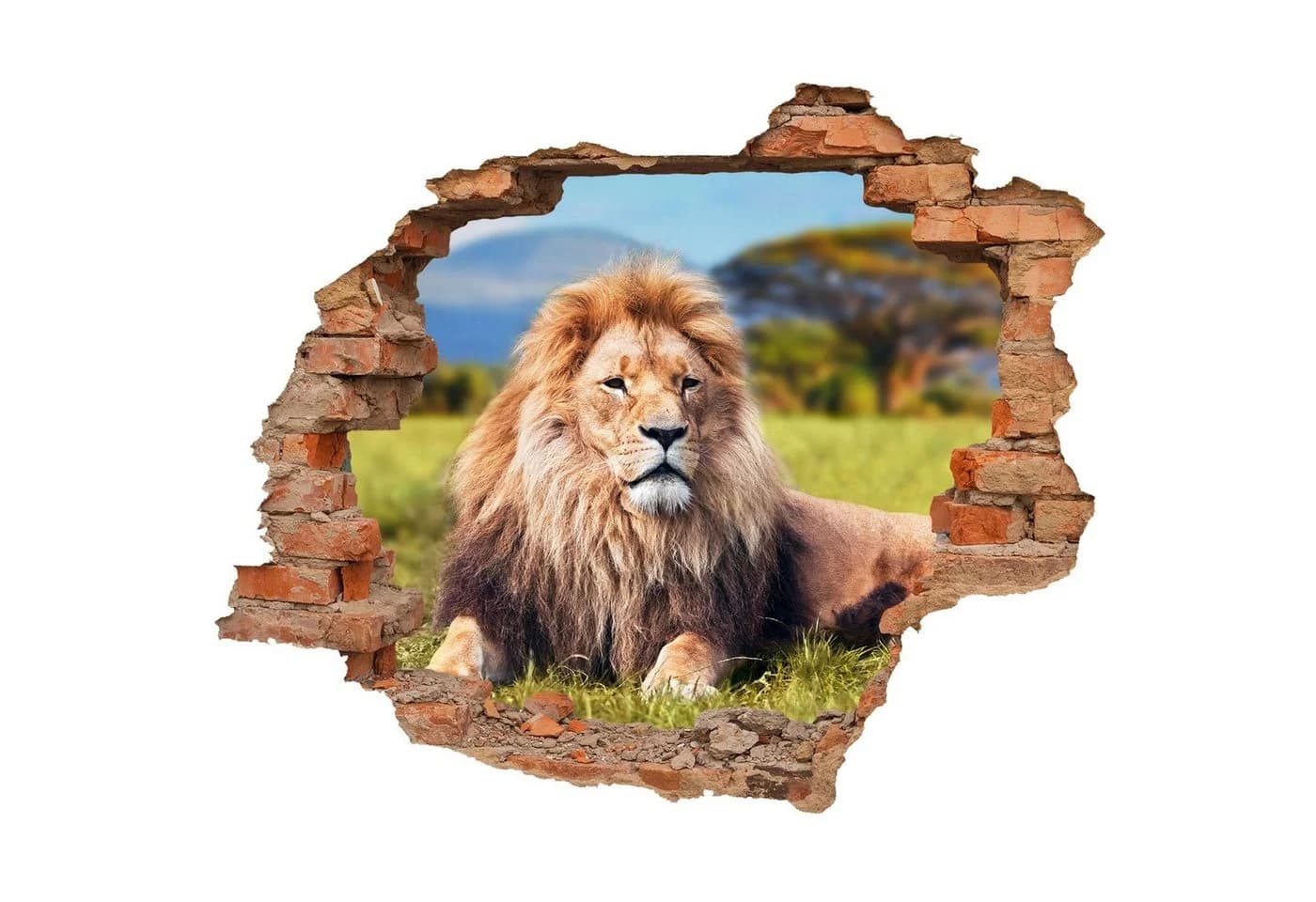 WallSpirit Wandtattoo Wanddurchbruch Löwe Selbstklebend Rückstandslos Abziehbar - Bild 2