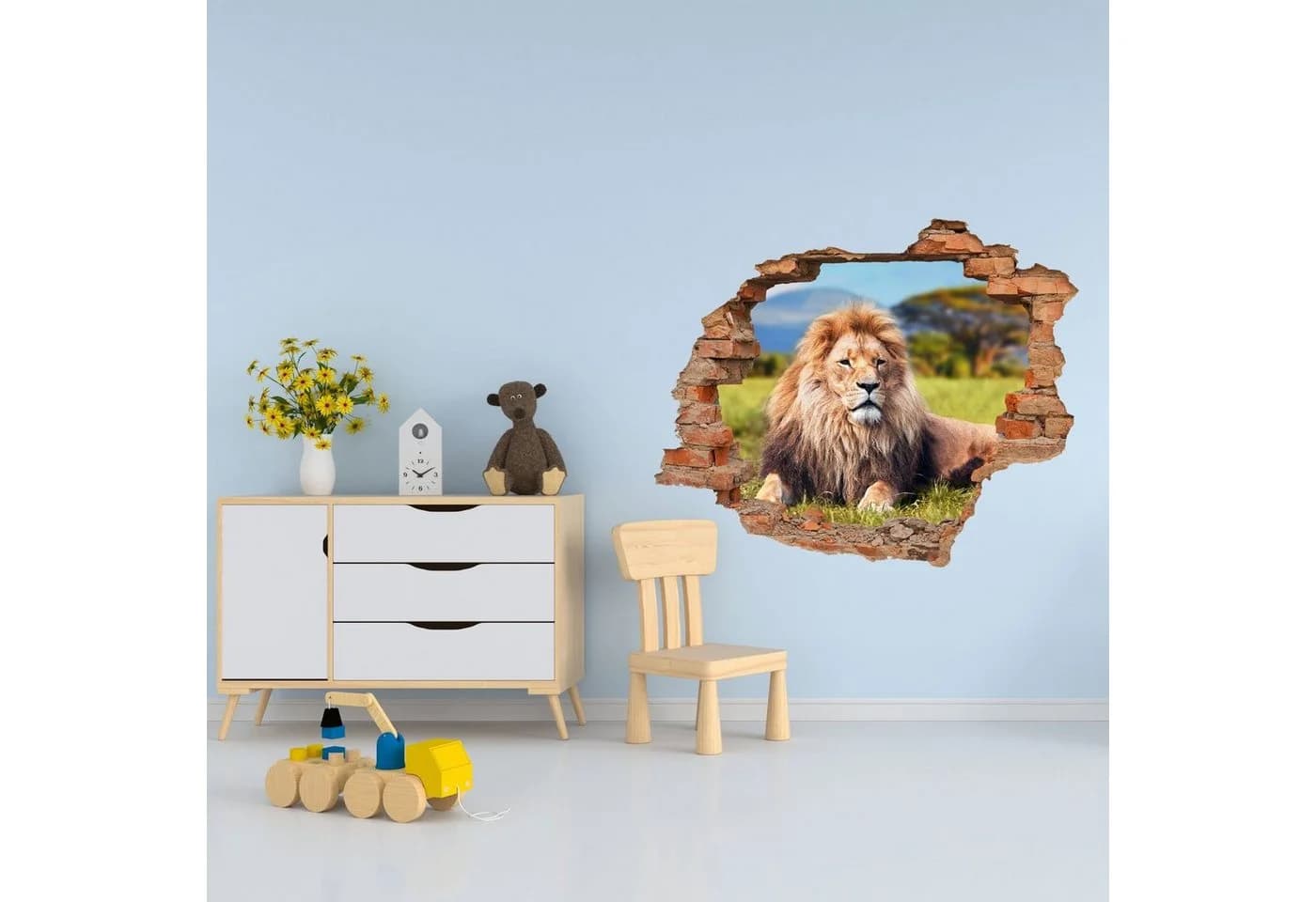 WallSpirit Wandtattoo Wanddurchbruch Löwe Selbstklebend Rückstandslos Abziehbar - Bild 5