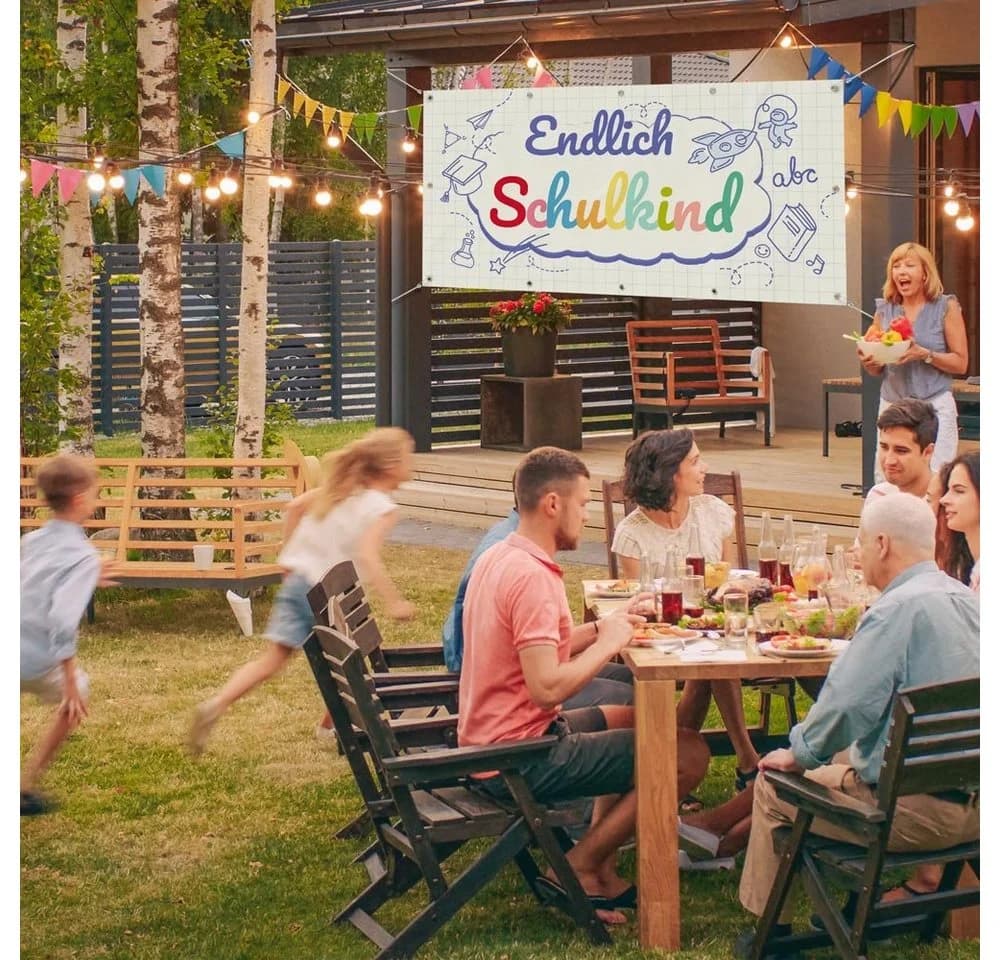 WallSpirit Hängedekoration Banner Einschulung Weiß PVC