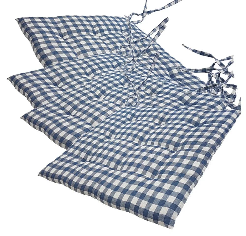 NYVI Stuhlkissen 40x40 cm 4er Set Blau Elegante Steppung - Bild 2