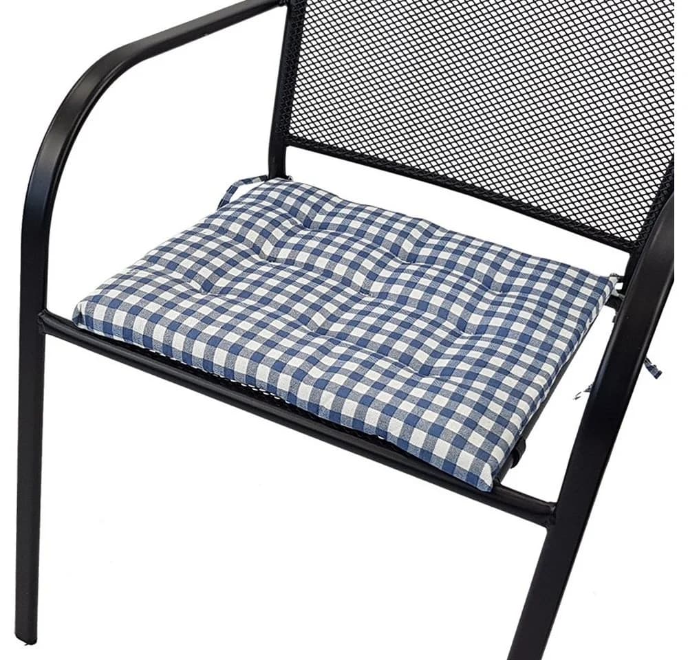 NYVI Stuhlkissen 40x40 cm 4er Set Blau Elegante Steppung - Bild 3