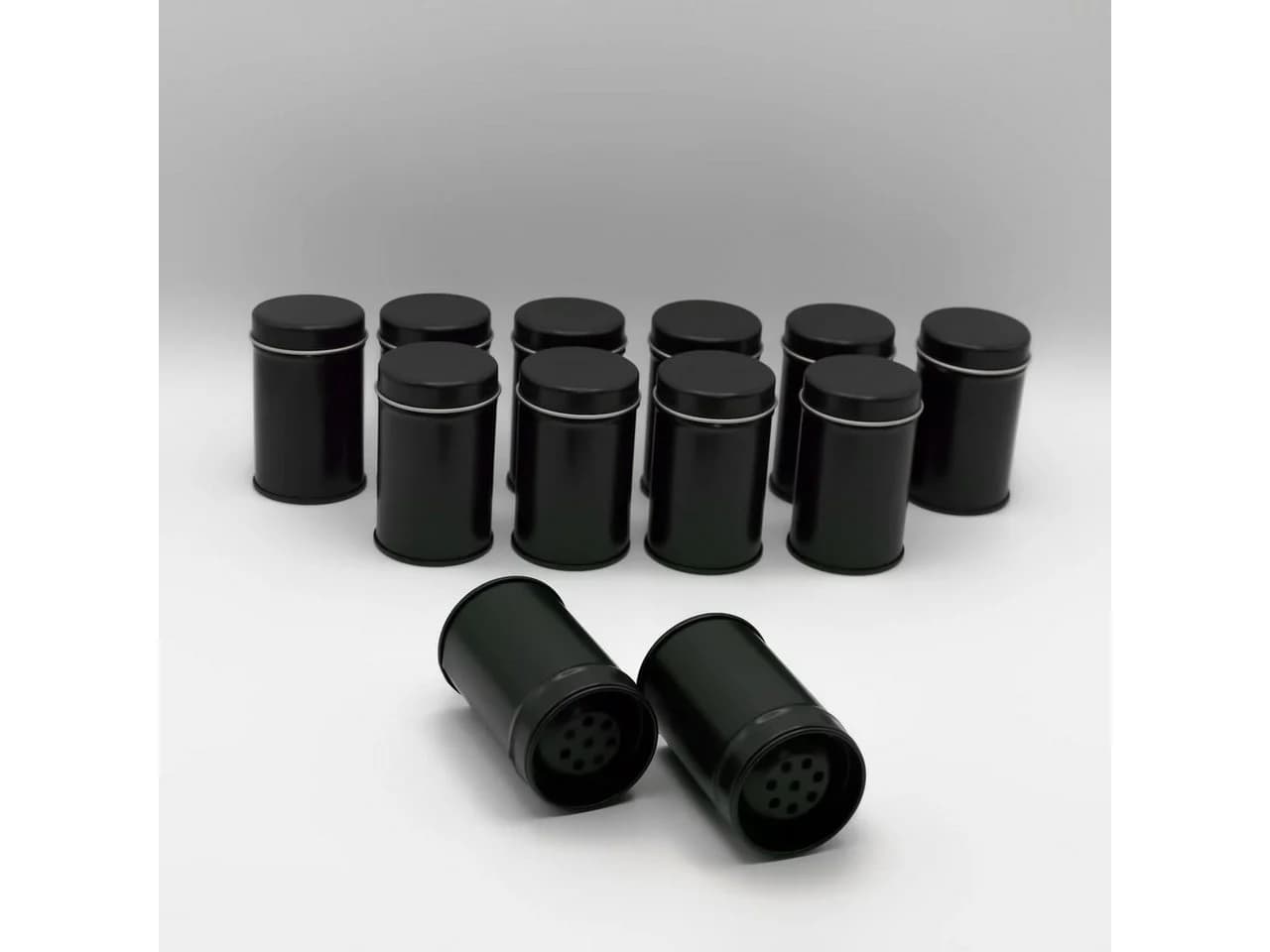 DOSENRITTER NEKA Gewürzstreuer 12er-Set Schwarz Matt Aromadicht