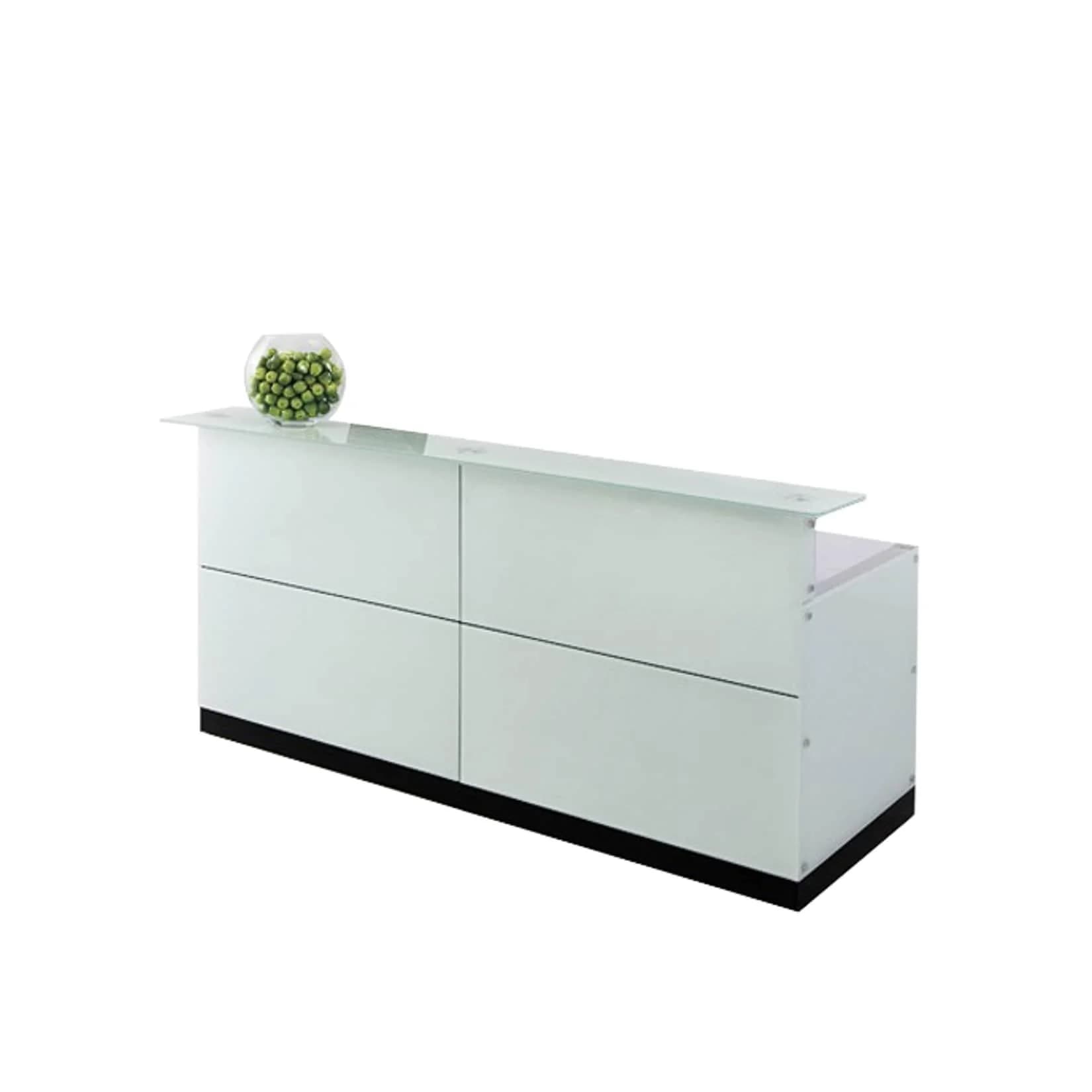 Jet-Line Büro Empfangstheke Davos Weiss mit Glasfront 2.2m