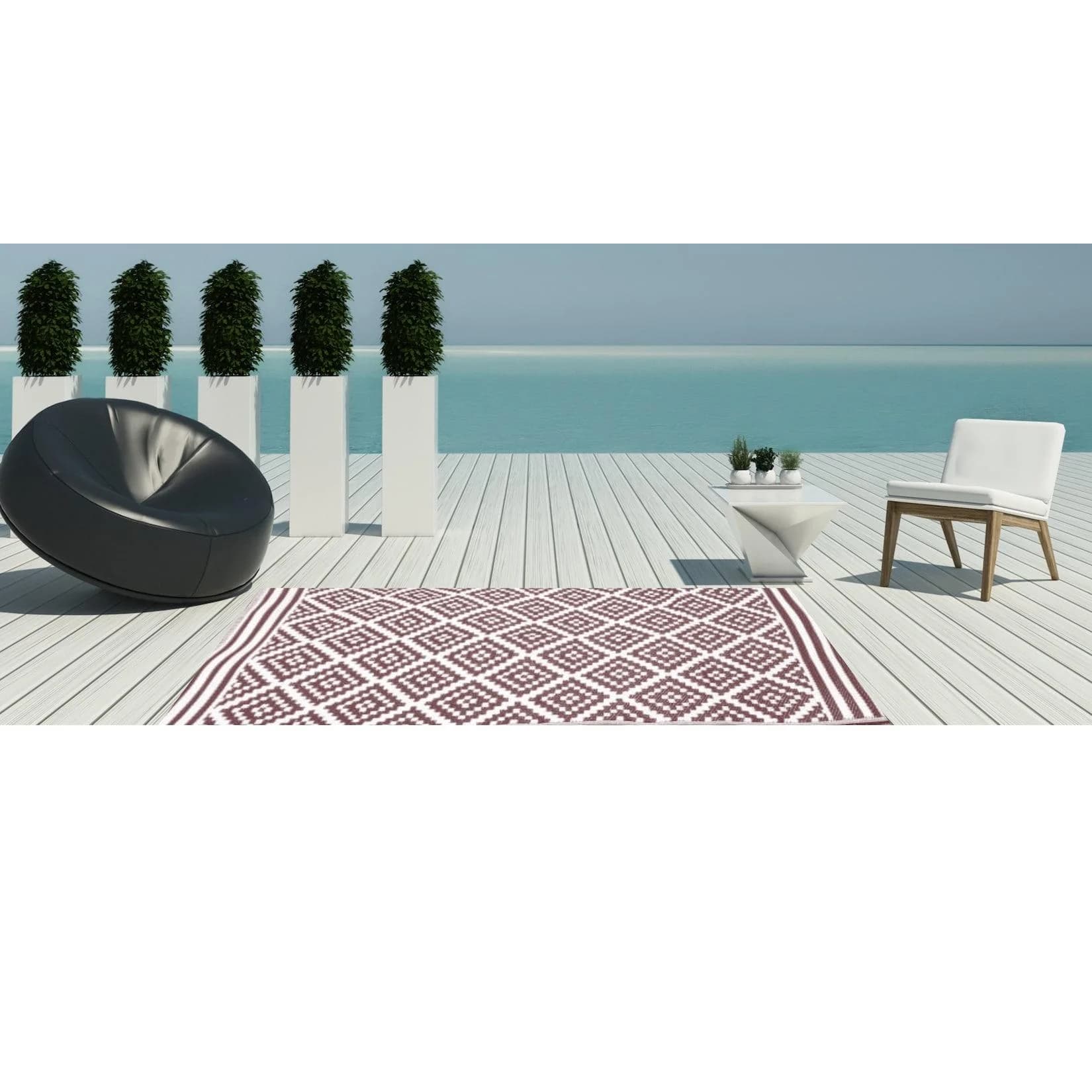 Jet-Line Garten Teppich Austin Braun Kunststoff Outdoor Wetterfest