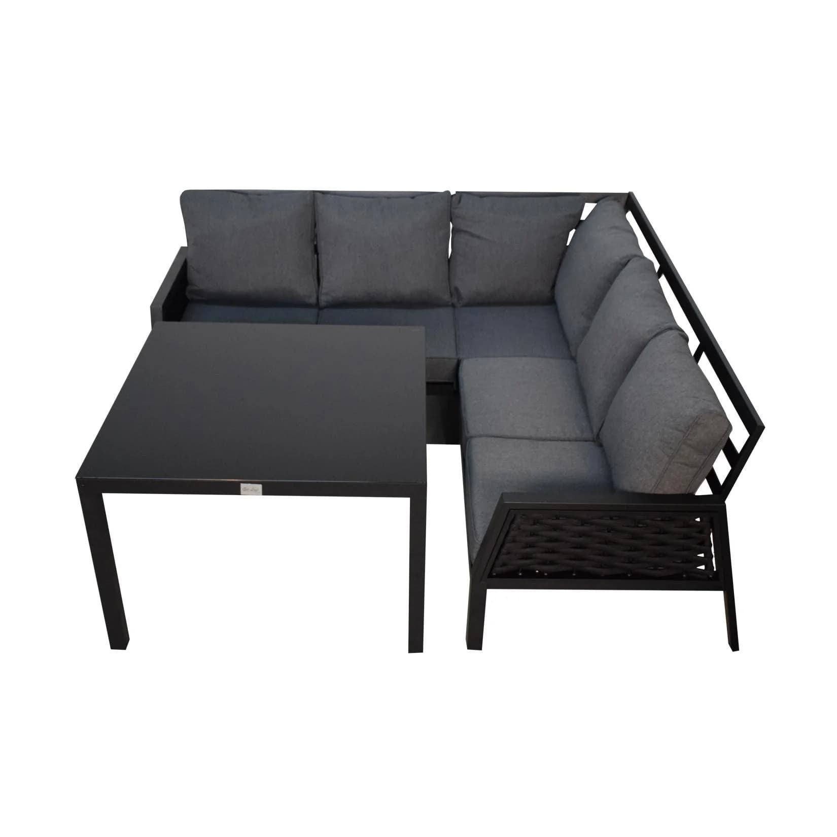 Jet-Line Gartenlounge ARIANA Schwarz 3-Teilig mit Kissen Wetterbeständig