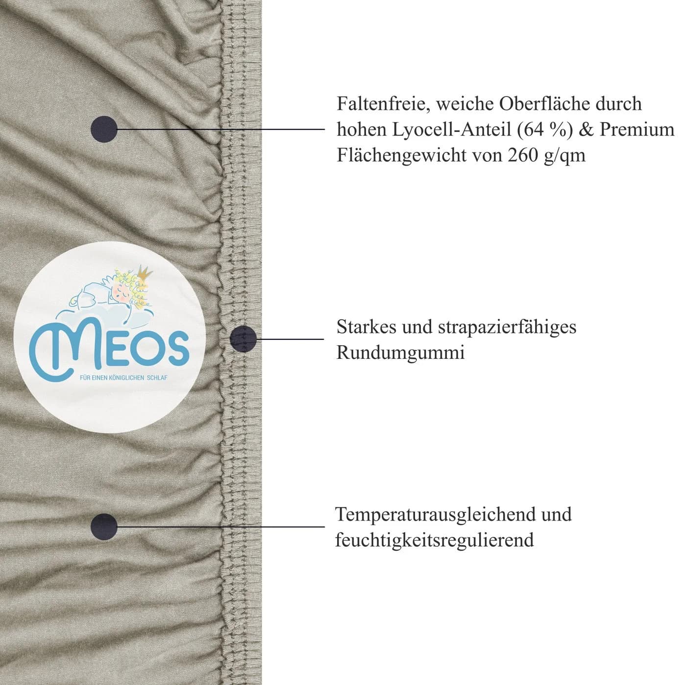 Meos Spannbettlaken Premium Lyocell Rundumgummi Beige