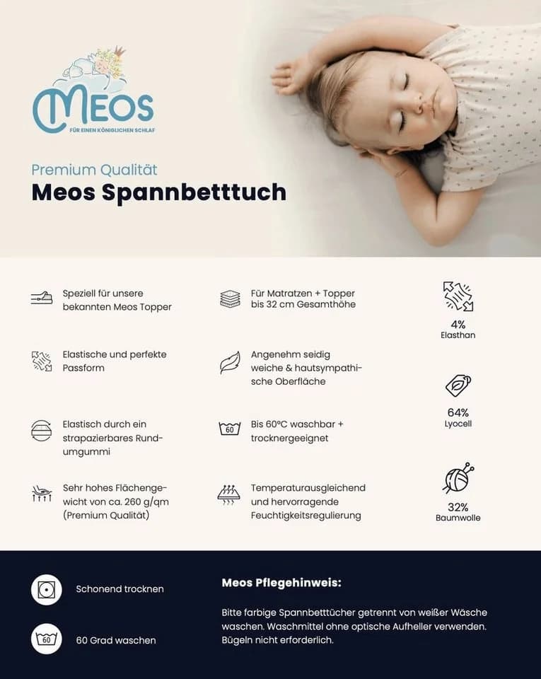 Meos Spannbettlaken Premium Lyocell Rundumgummi Beige - Bild 3