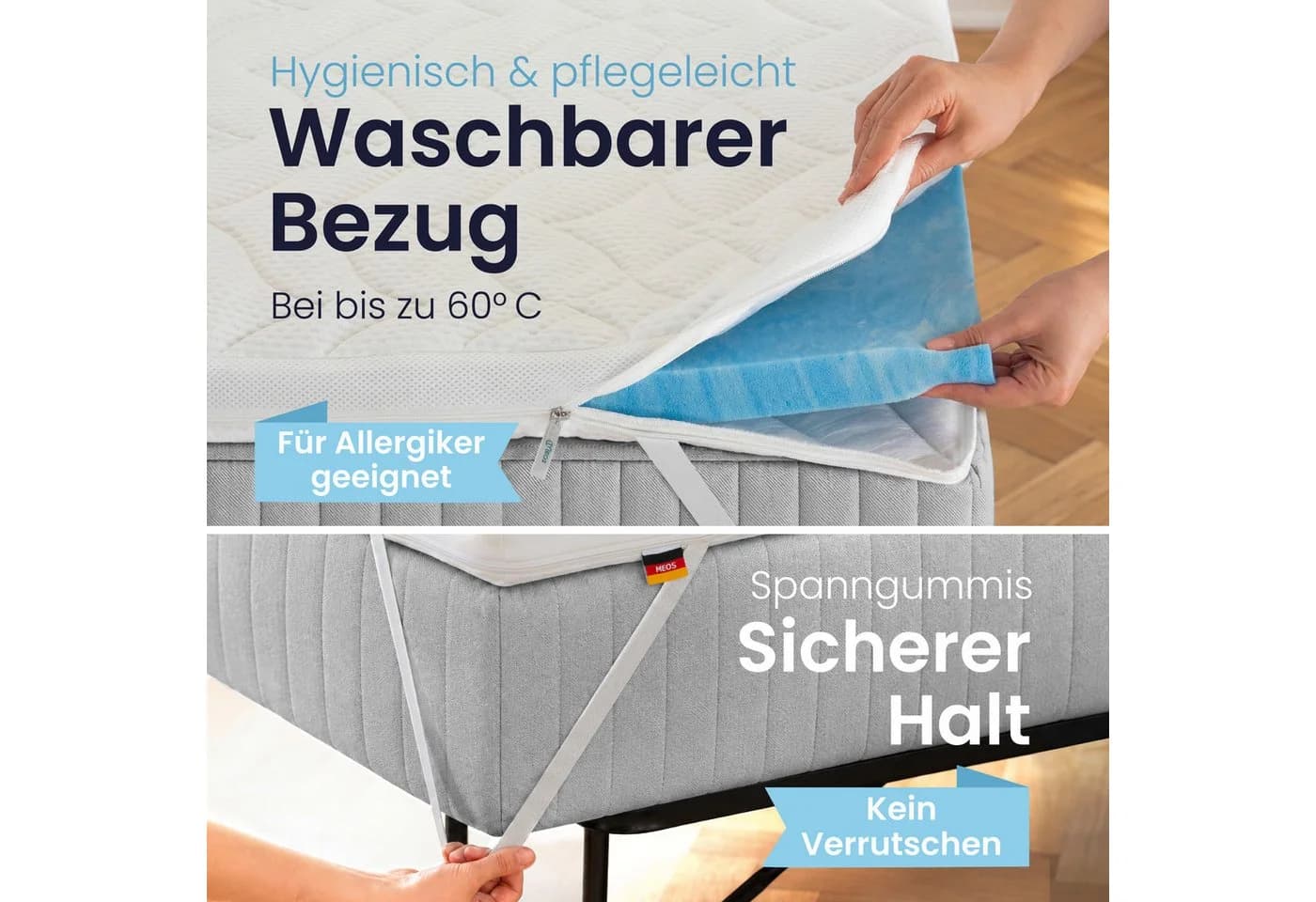 Meos Gel-Schaum Topper 8 cm Weiß Atmungsaktiv - Bild 4