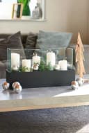 VIVANNO Windlicht Fiberglas CANDELITO Rechteckig Schwarz Matt Bild 1