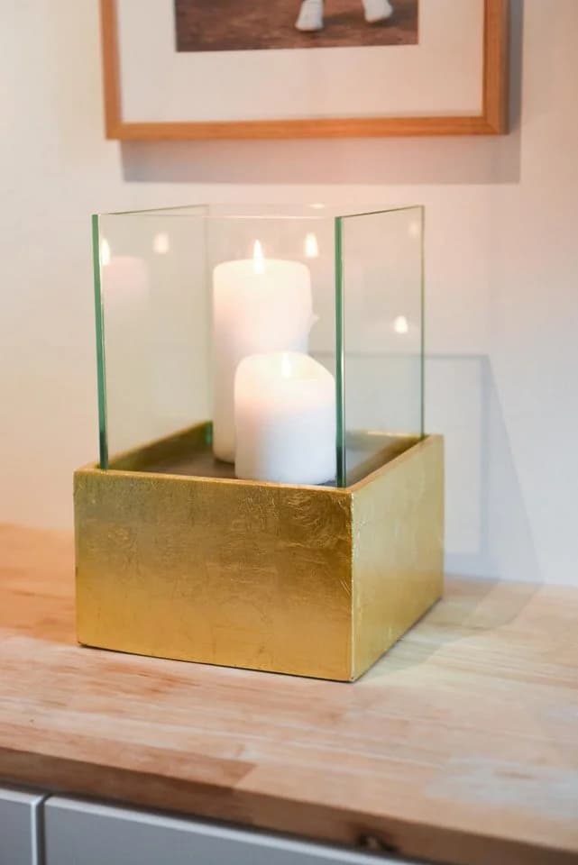 VIVANNO Windlicht CANDELITA Rechteckig Blattgold Hochglanz
