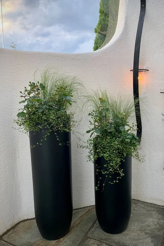 VIVANNO Bodenvase SOLERIO Fiberglas Schwarz Matt - Bild 5