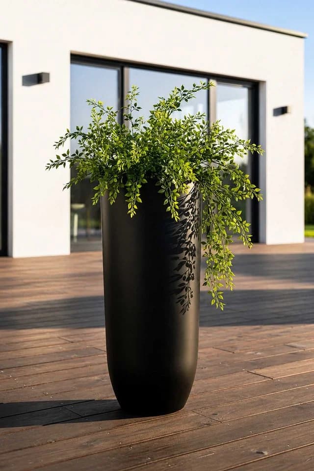 VIVANNO Bodenvase SOLERIO Schwarz Matt Fiberglas