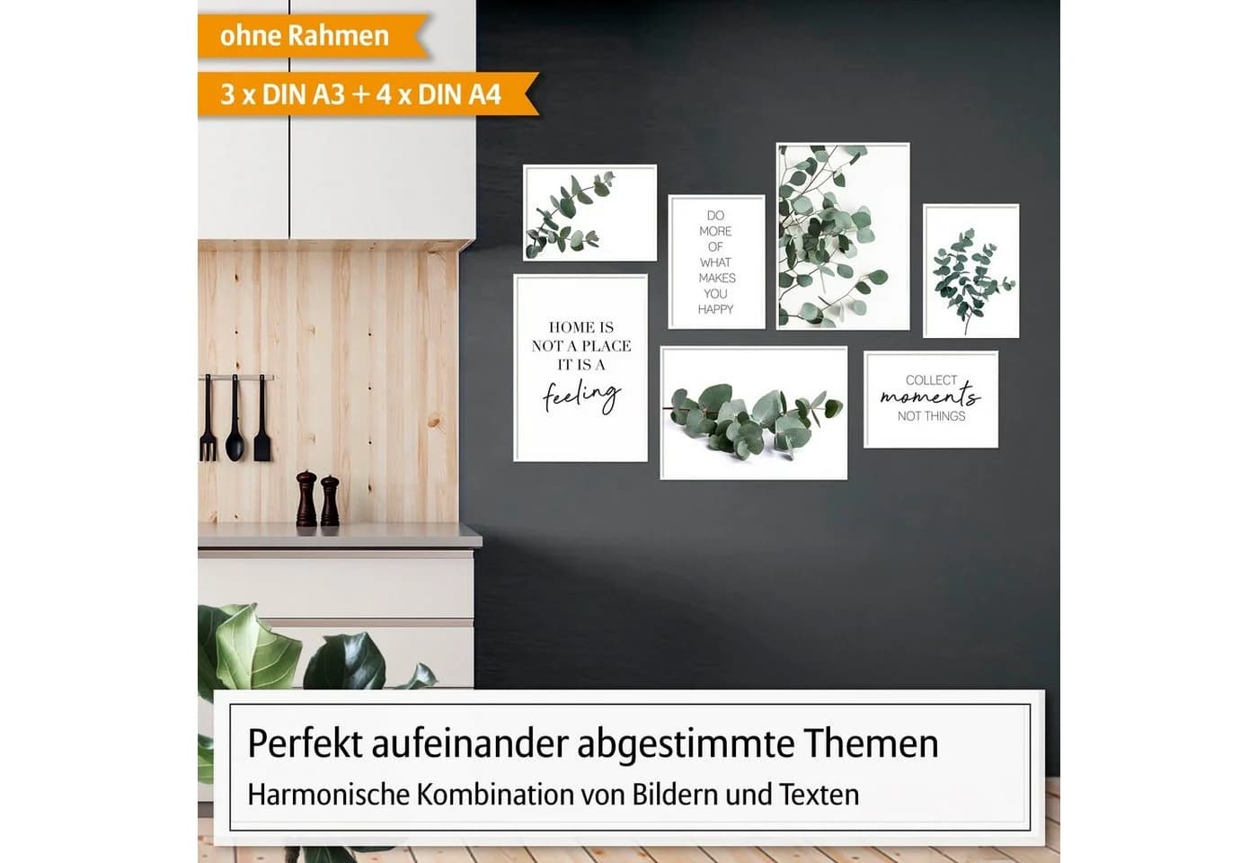 Hyggelig Home Poster Set Eukalyptus 7-tlg. Premium Wandbilder Collage