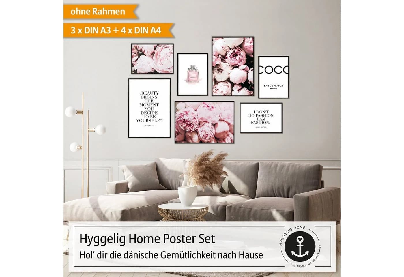 Hyggelig Home Poster Coco - Premium Poster Set 7-tlg. Wandbilder Pfingstrosen, Fashion - Bild 5