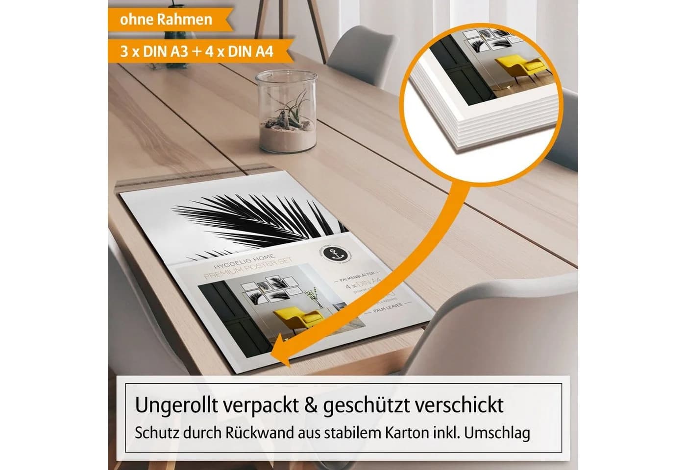 Hyggelig Home Poster Set 7-tlg. Palmenblatt Schwarz-Weiß - Bild 4