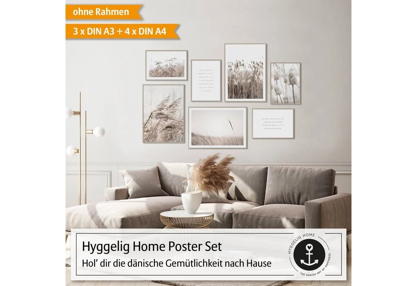Hyggelig Home Poster Gräser - Premium Poster Set 7 Wandbilder Beige Pflanze - Bild 3