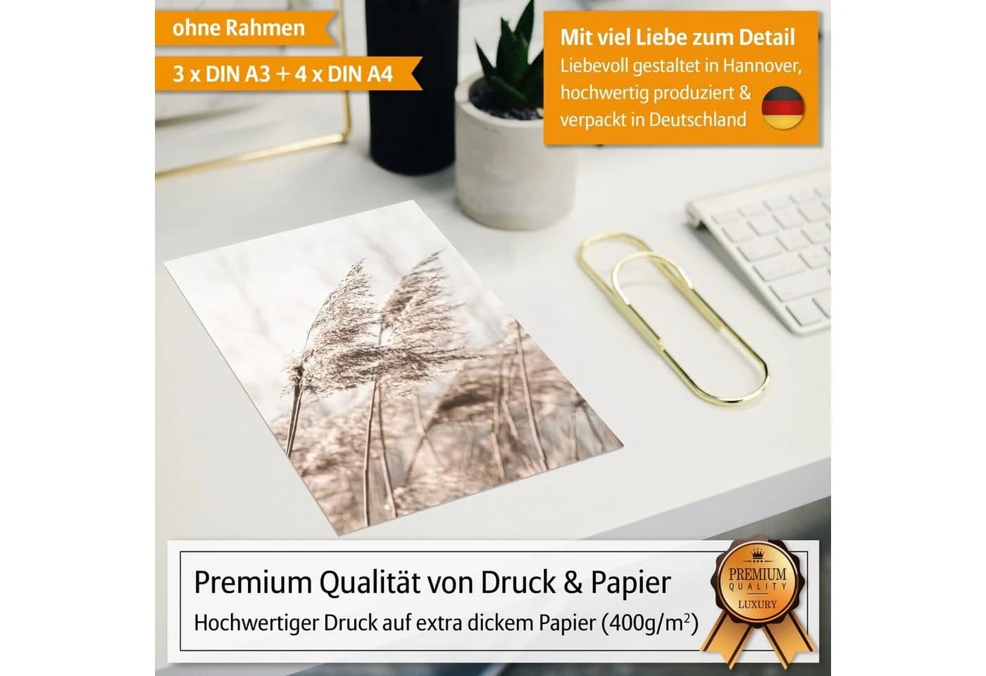 Hyggelig Home Poster Gräser - Premium Poster Set 7 Wandbilder Beige Pflanze - Bild 4