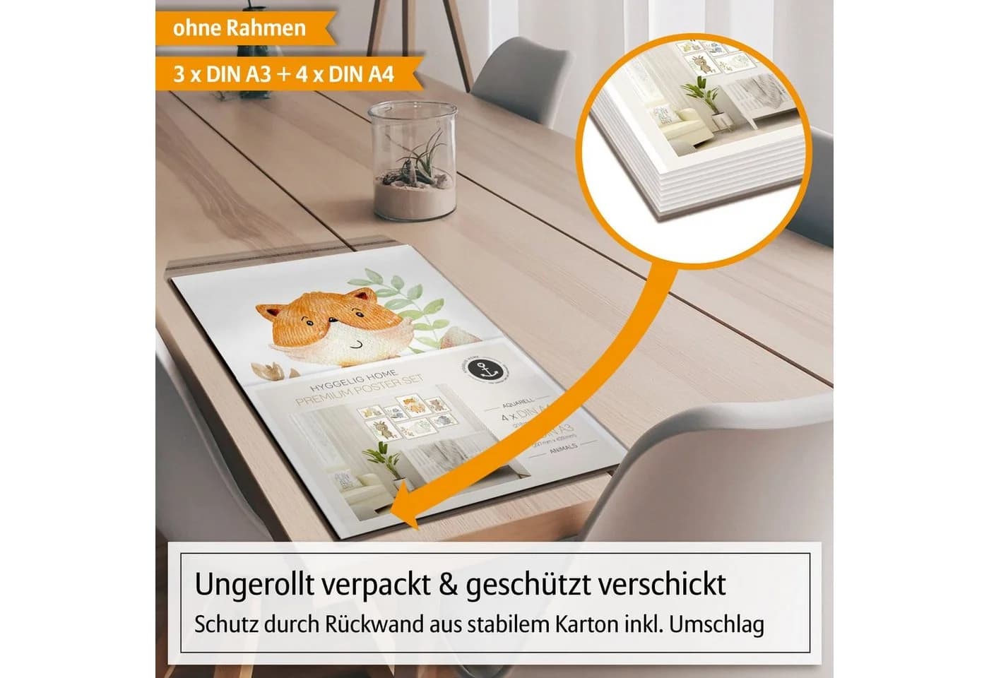 Hyggelig Home Poster Waldtiere, Premium Poster Set 7-tlg. Collage Zeichnung Qualitätsdruck Dickes Papier - Bild 4