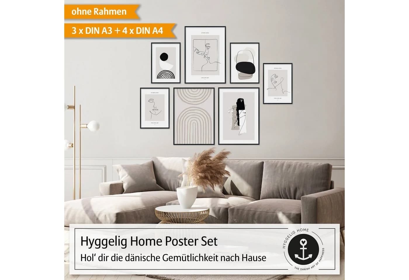 Hyggelig Home Poster Set 7-tlg. Schwarz-Weiß Linien Art Collage - Bild 3