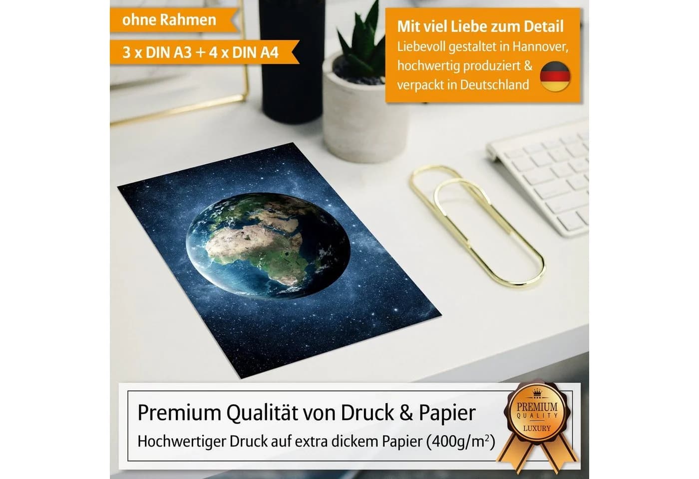 Hyggelig Home Poster Weltraum, Premium Poster Set 7 Wandbilder Astronaut Weltall - Bild 3
