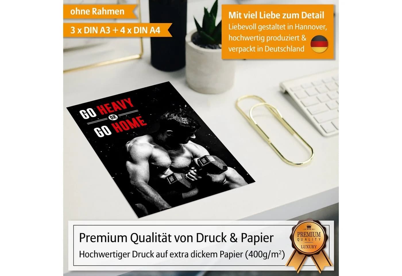 Hyggelig Home Poster Sport Motivation - Premium Poster Set 7 Wandbilder, Sprüche, Collage Fitness - Bild 3