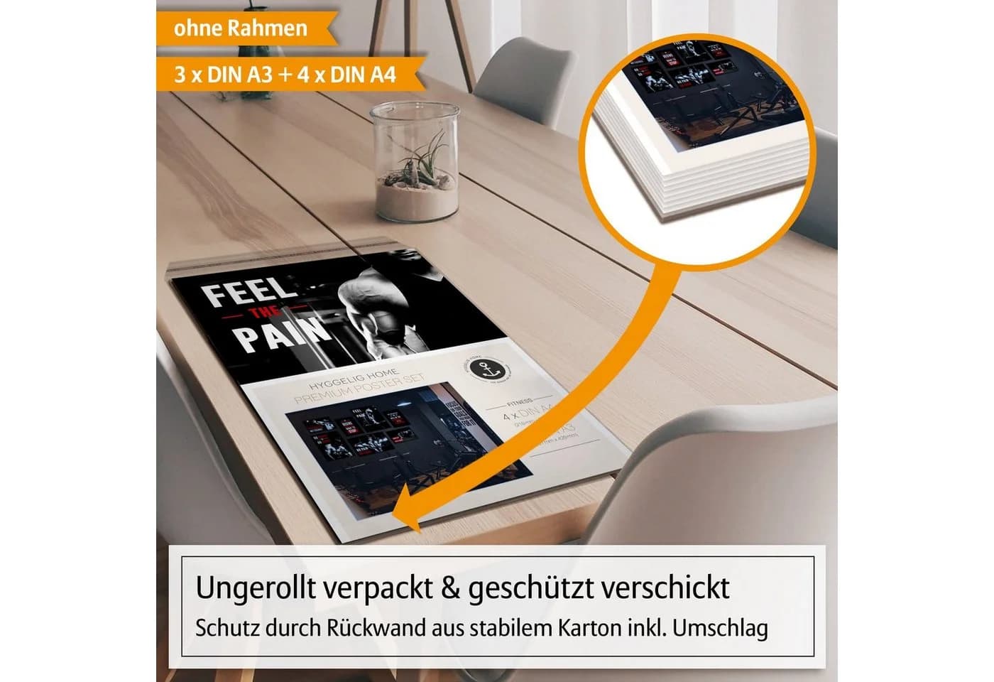 Hyggelig Home Poster Sport Motivation - Premium Poster Set 7 Wandbilder, Sprüche, Collage Fitness - Bild 4