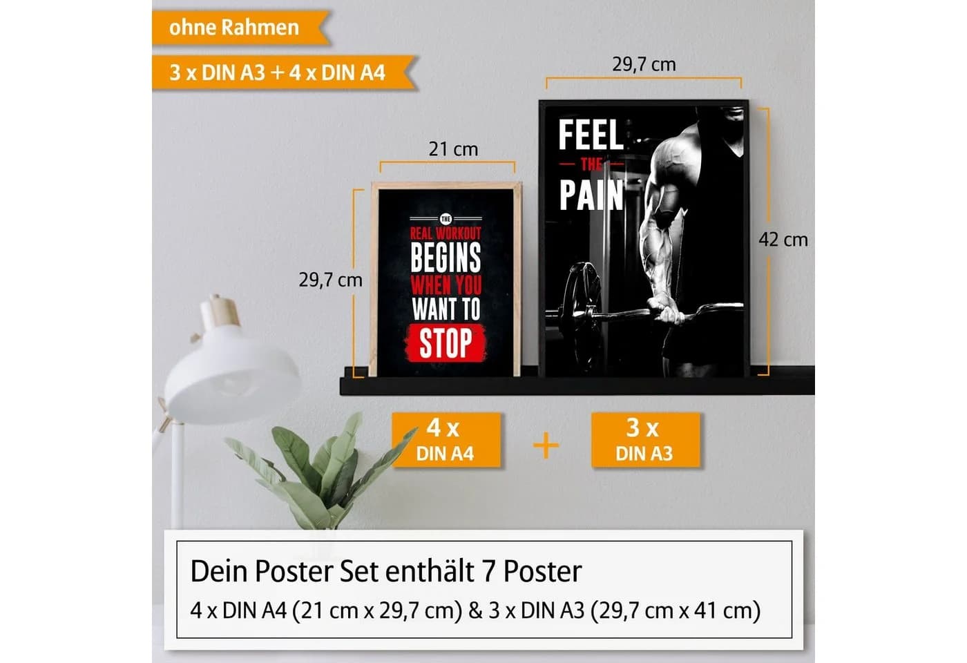 Hyggelig Home Poster Sport Motivation - Premium Poster Set 7 Wandbilder, Sprüche, Collage Fitness - Bild 5