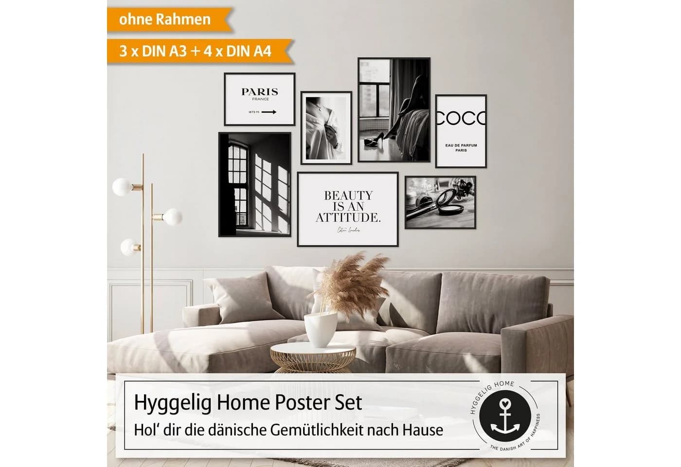 Hyggelig Home Poster Beauty Set 7-tlg. Schwarz-Weiß Abstrakt - Bild 5