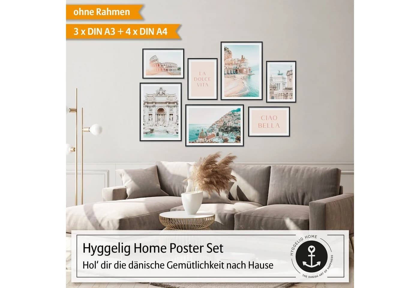 Hyggelig Home Poster Set La Dolce Vita 7-tlg. Italien Collage Rom - Bild 5