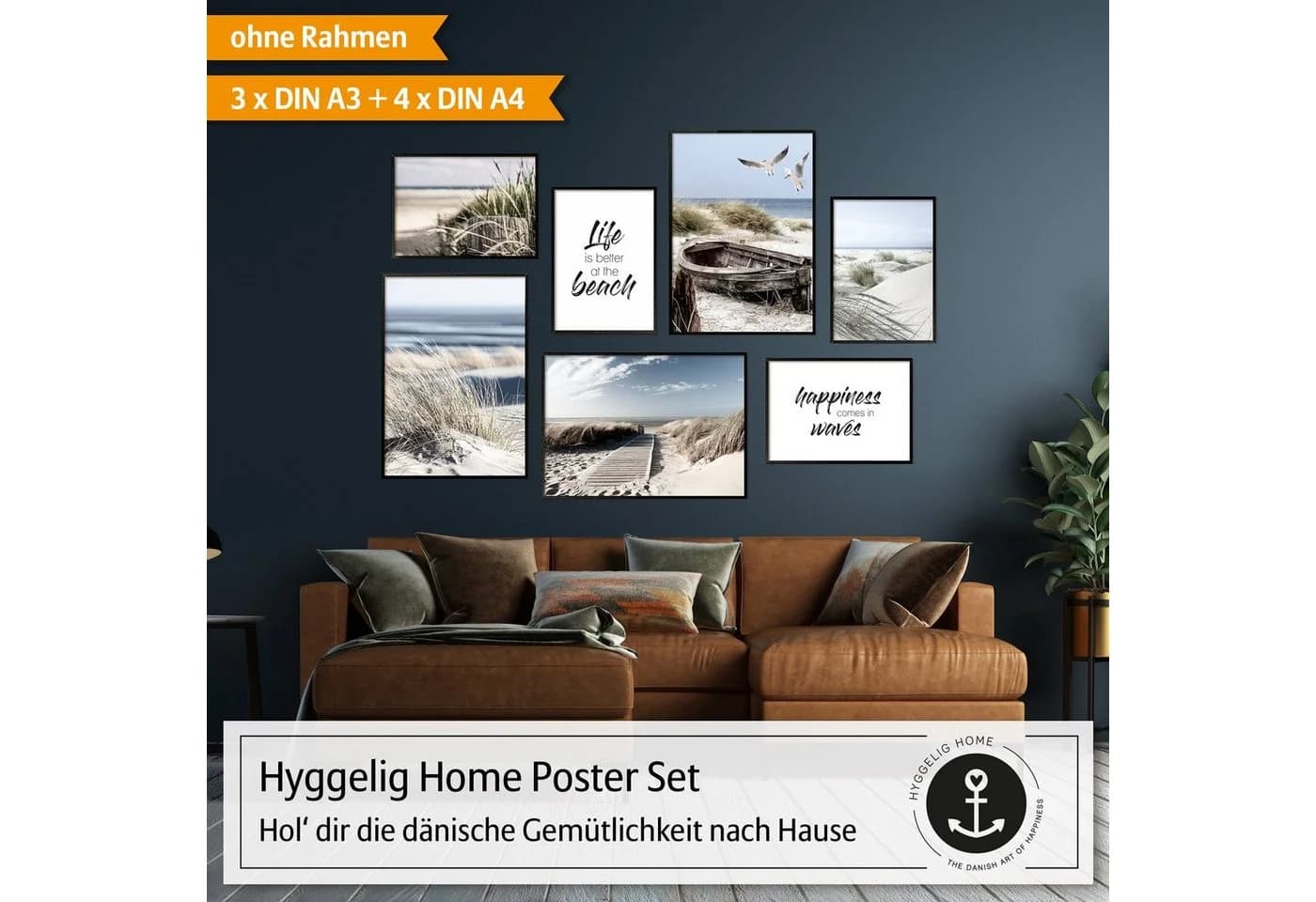 Hyggelig Home Poster Strand - Premium Poster Set 7 Wandbilder Ocean, Meer - Bild 5