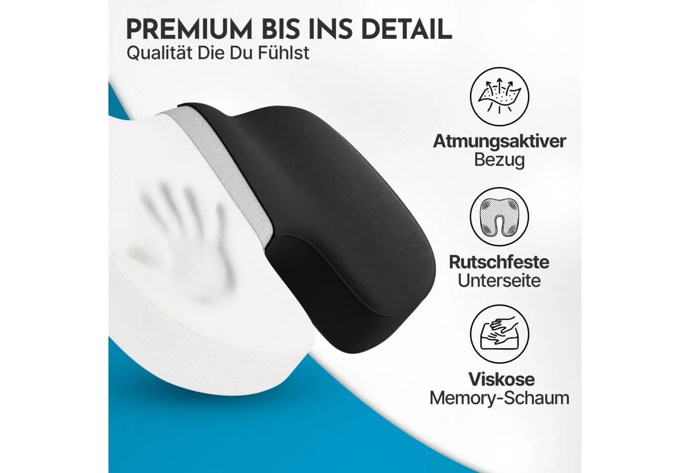 NEOLYMP Orthopädisches Sitzkissen Memory Foam mit Steißbein-Aussparung Schwarz - Bild 4