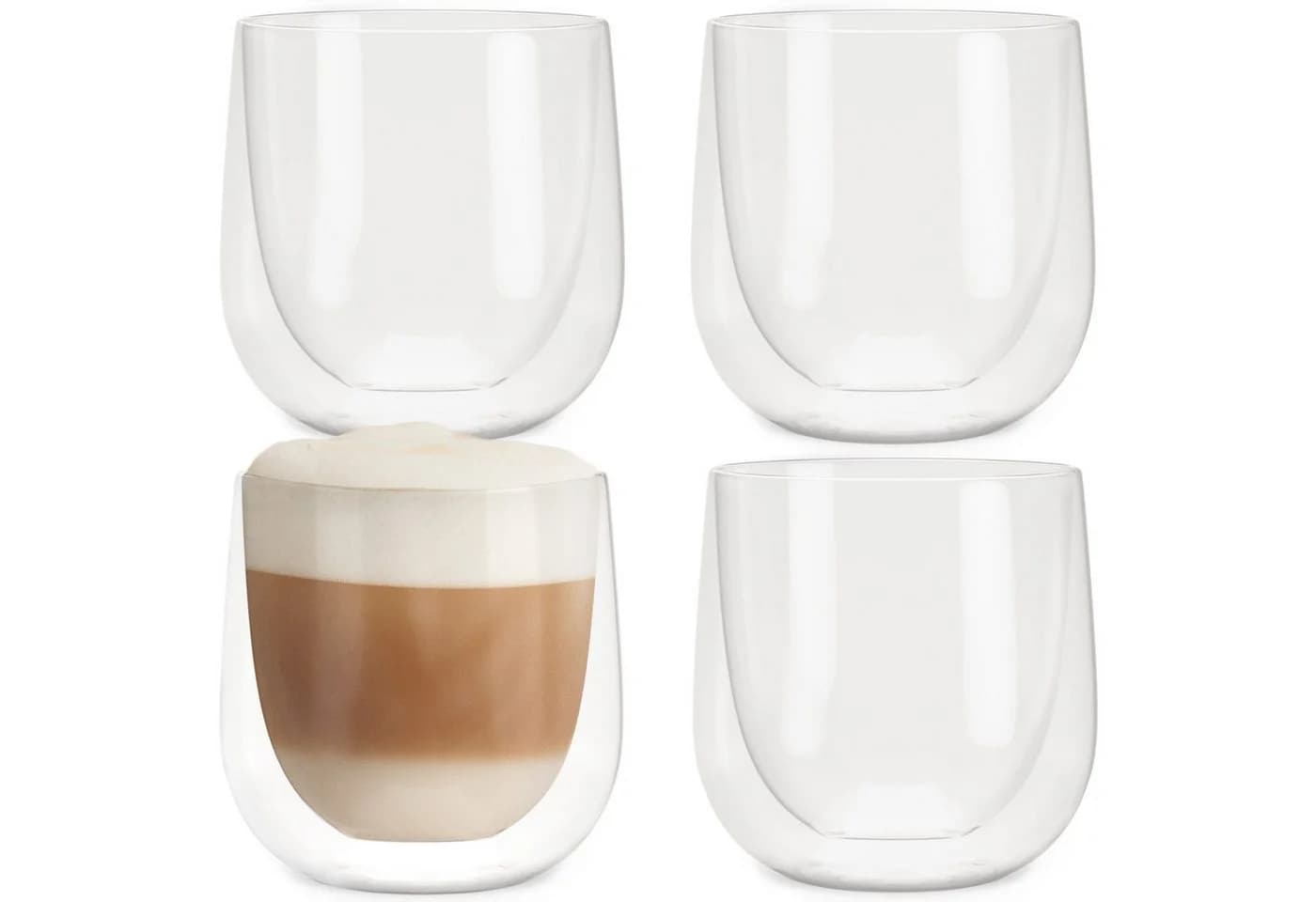NEOLYMP Thermotasse 4er Set Cappuccino Tassen doppelwandig transparent - Bild 2