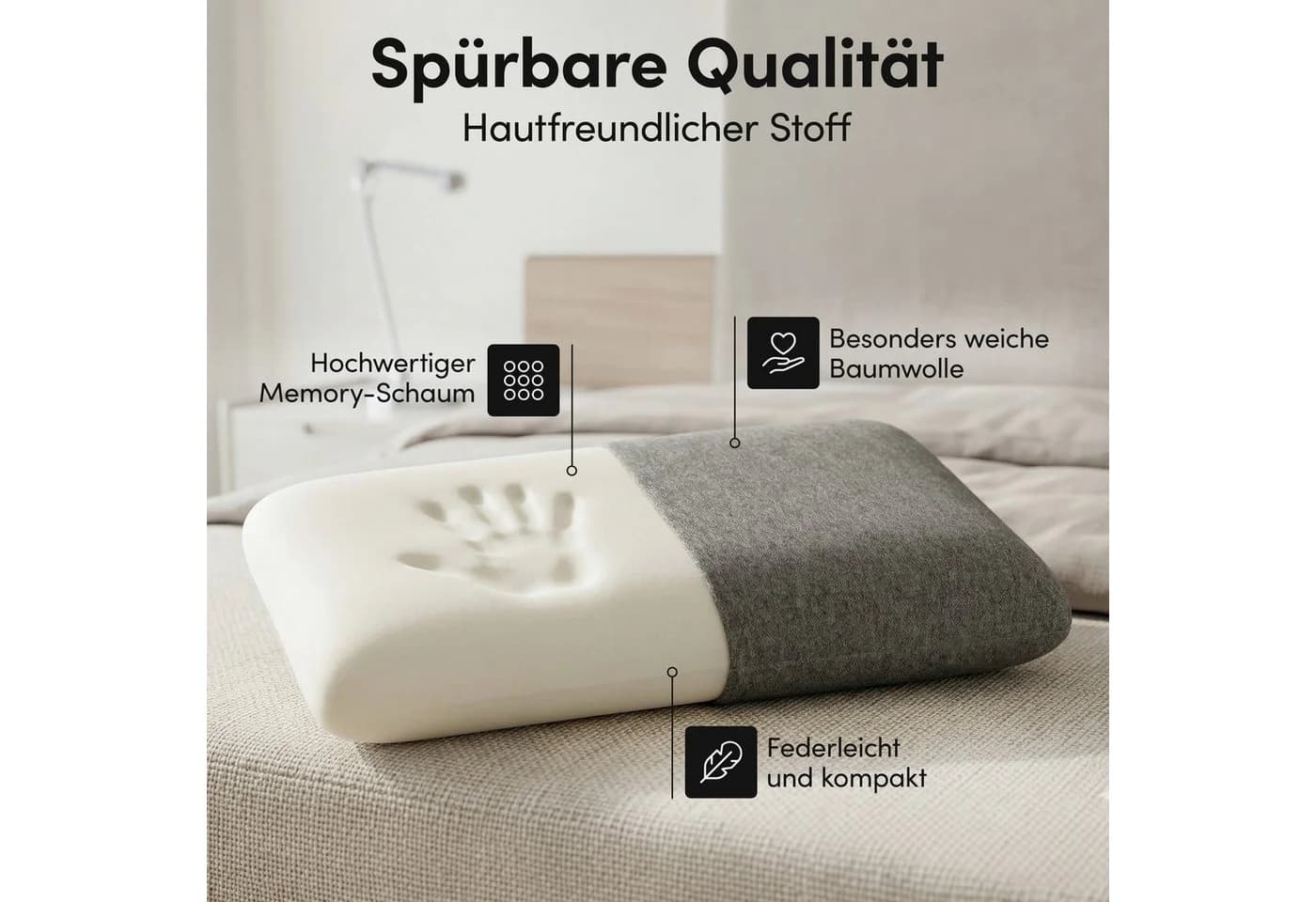 NEOLYMP Reisekissen Memory Foam 50x30x10 cm Grau Orthopädisch - Bild 5