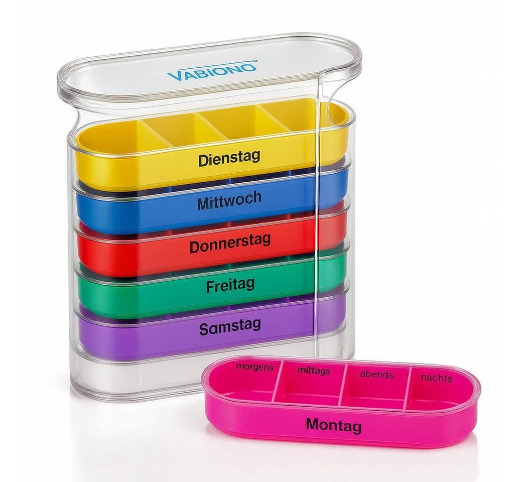 VABIONO Pillendose Pillenturm COLOR Mehrfarbige Einschübe BPA-frei - Bild 2