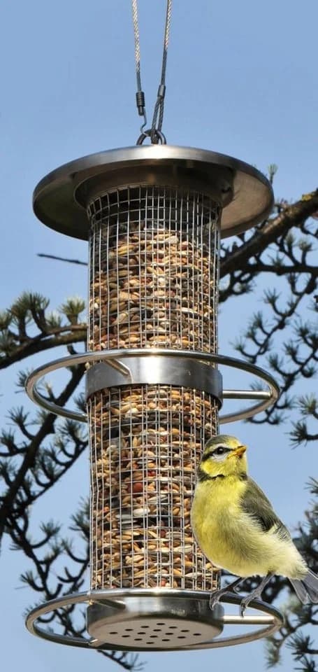 Spetebo Vogelhaus Edelstahl Vogelfutterhaus mit 2 Sitzringen